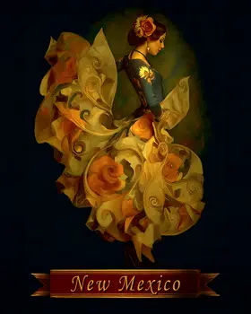 Vintage Flamenco Dancer New Mexico Souvenir Art Print - 8"x10" Artwork