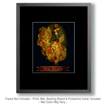 Vintage Flamenco Dancer New Mexico Souvenir Art Print - 8"x10" Artwork