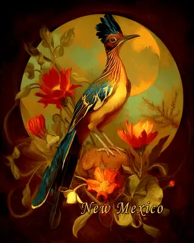 Vintage Roadrunner New Mexico Souvenir Art Print - 8"x10" Artwork