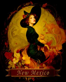 Vintage Witch New Mexico Souvenir Art Print - 8"x10" Artwork