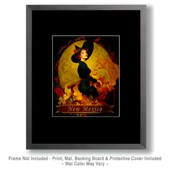 Vintage Witch New Mexico Souvenir Art Print - 8"x10" Artwork