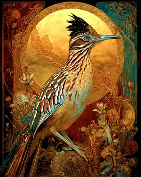 SW Nouveau Roadrunner - American Southwest Art Print - 8"x10" Artwork