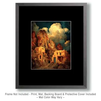 SW Nouveau Sonoran Desert Adobe Outpost - American Southwest Art Print - 8"x10" Artwork