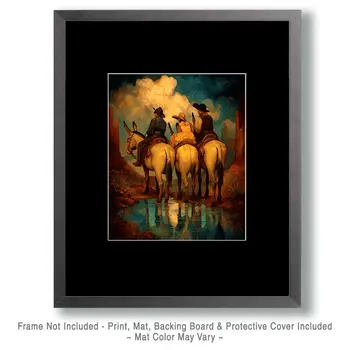 SW Nouveau Tres Amigos - American Southwest Art Print - 8"x10" Artwork