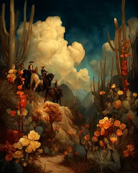 SW Nouveau Desert Storm Brewing - American Southwest Art Print - 8"x10" Artwork