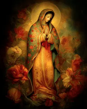 SW Nouveau Our Lady of Guadalupe - American Southwest Art Print - 8"x10" Artwork