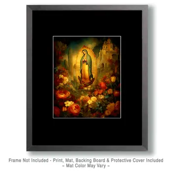 SW Nouveau Our Lady of Guadalupe & Church - American Southwest Art Print - 8"x10" Artwork