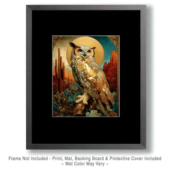 SW Nouveau Owl - American Southwest Art Print - 8"x10" Artwork