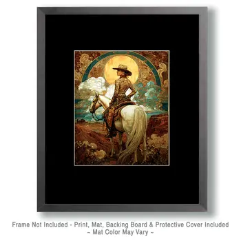 SW Nouveau Cowgirl - American Southwest Art Print - 8"x10" Artwork
