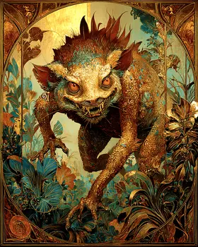 SW Nouveau Chupacabra - American Southwest Art Print - 8"x10" Artwork