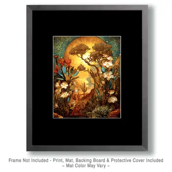 SW Nouveau Desert Morning Landscape - American Southwest Art Print - 8"x10" Artwork