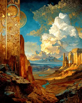 SW Nouveau Monument Valley Morning - American Southwest Art Print - 8"x10" Artwork