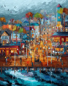 Impressionism Busy Boardwalk: Impressionism 8”x10” Art Print