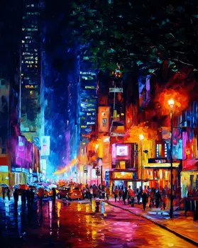 Impressionist Taxis on City Avenue - Impressionism: Cityscape Art Prints - 8"x10" Artwork