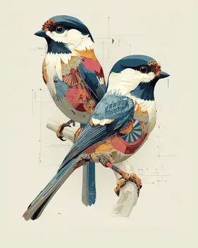 Magical Chickadees 1 Art Print - 8"x10" Artwork