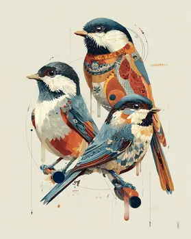 Magical Chickadees 2 Art Print - 8"x10" Artwork