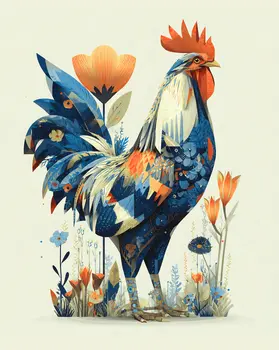 Magical Rooster 1 Art Print - 8"x10" Artwork