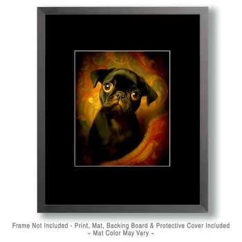 Nouveau Pug Pup Dog Themed Art Print - 8"x10" Artwork