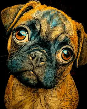 Pug Close-Up Dog Themed Art Print - 8"x10" Artwork