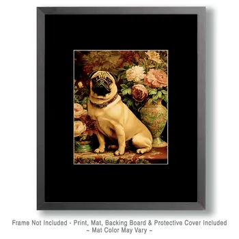 Vintage Pug Still-Life Dog Themed Art Print - 8"x10" Artwork