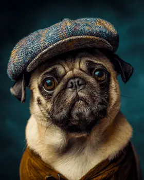 Cabby Pug Dog Themed Art Print - 8"x10" Artwork