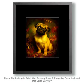 Vintage Nouveau Sad Pug Pup Dog Themed Art Print - 8"x10" Artwork