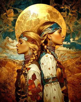 SW Nouveau Girls - Kids of the American Southwest Art Print - 8"x10" Artwork
