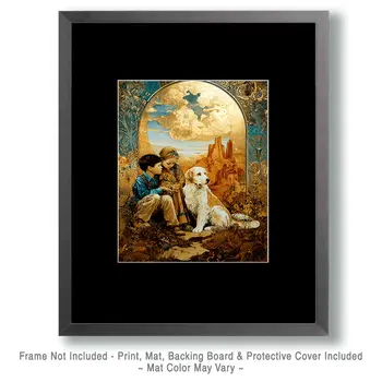 SW Nouveau Three Friends - Kids of the American Southwest Art Print - 8"x10" Artwork
