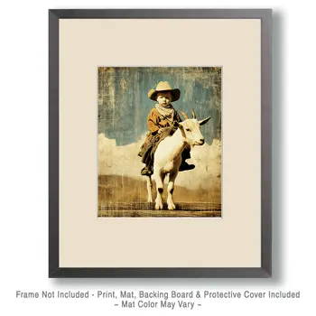 SW Nouveau Baby Cowboy on Goat - Kids of the American Southwest Art Print - 8"x10" Artwork