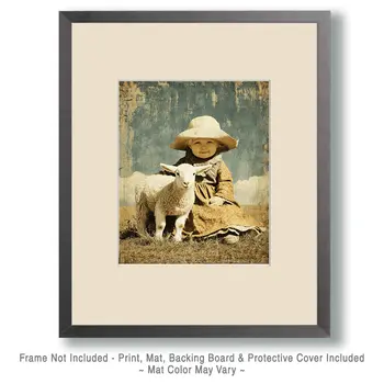 SW Nouveau Proud Baby Cowgirl and Her Lamb - Kids of the American Southwest Art Print - 8"x10" Artwork