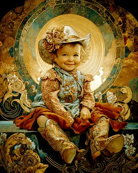 SW Nouveau Baby Cowgirl - Kids of the American Southwest Art Print - 8"x10" Artwork