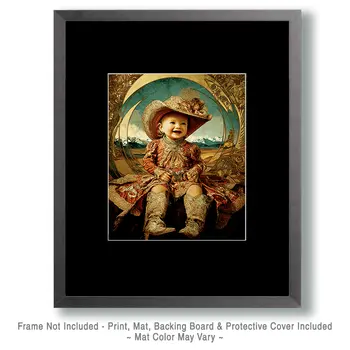 SW Nouveau Smiling Baby Cowgirl - Kids of the American Southwest Art Print - 8"x10" Artwork