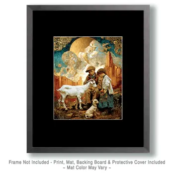 SW Nouveau Kids with Goat Kids - Kids of the American Southwest Art Print - 8"x10" Artwork