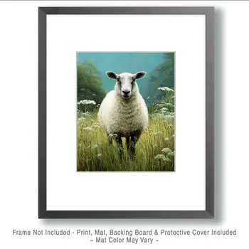 Attentive Sheep Farm Animal Art Print - 8"x10" Artwork