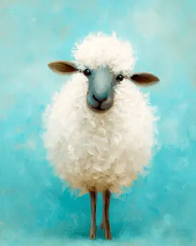 Lamb Fluffball Farm Animal Art Print - 8"x10" Artwork