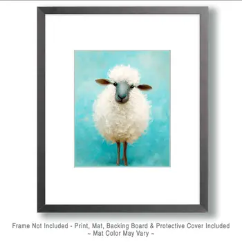 Lamb Fluffball Farm Animal Art Print - 8"x10" Artwork
