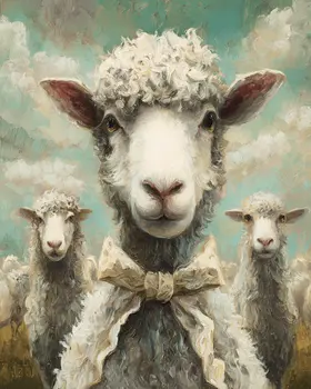 Fancy Ewe Farm Animal Art Print - 8"x10" Artwork