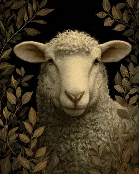 Vintage Sheep Farm Animal Art Print - 8"x10" Artwork