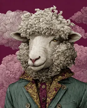 Fine Sheep Dandy Farm Animal Art Print - 8"x10" Artwork