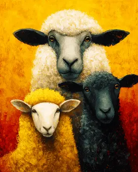 Three Sheep Pop Art Farm Animal Art Print - 8"x10" Artwork
