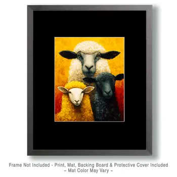 Three Sheep Pop Art Farm Animal Art Print - 8"x10" Artwork