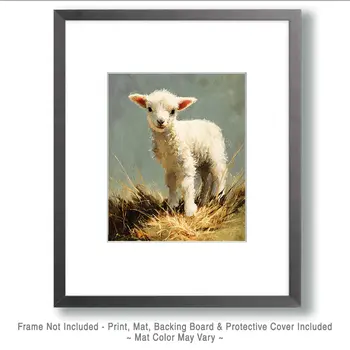 Cute Little Lamb Farm Animal Art Print - 8"x10" Artwork