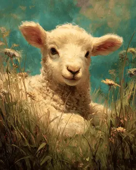 Little Lamb Farm Animal Art Print - 8"x10" Artwork