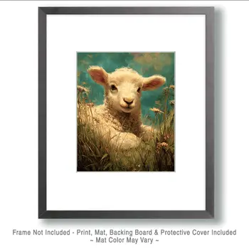 Little Lamb Farm Animal Art Print - 8"x10" Artwork