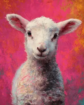 Cute Little Lamb Pop Art Farm Animal Art Print - 8"x10" Artwork