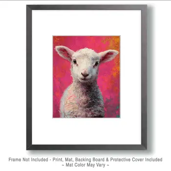 Cute Little Lamb Pop Art Farm Animal Art Print - 8"x10" Artwork