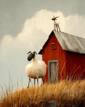 High Goat Low Sheep Farm Animal Art Print - 8"x10" Artwork