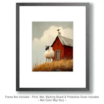 High Goat Low Sheep Farm Animal Art Print - 8"x10" Artwork
