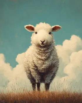 Cute Lamb Farm Animal Art Print - 8"x10" Artwork