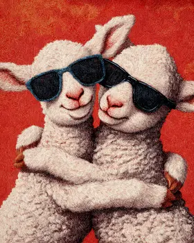 Loving Lambs Farm Animal Art Print - 8"x10" Artwork